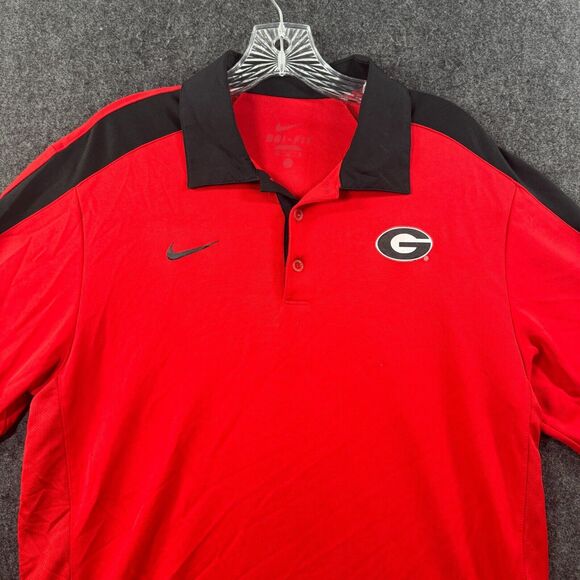 Nike Georgia Bulldogs Polo Shirt Men’s Large Red Gray Dri-Fit Dawgs UGA - Picture 2 of 10